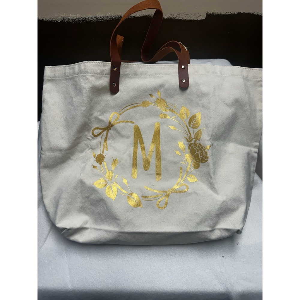 Monogramed‎ M Canvas Tote